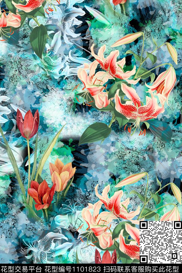 数码华亿平台休闲花卉数码印花华亿平台下载（图片编号: 1101823） - 瓦栏（Walan）