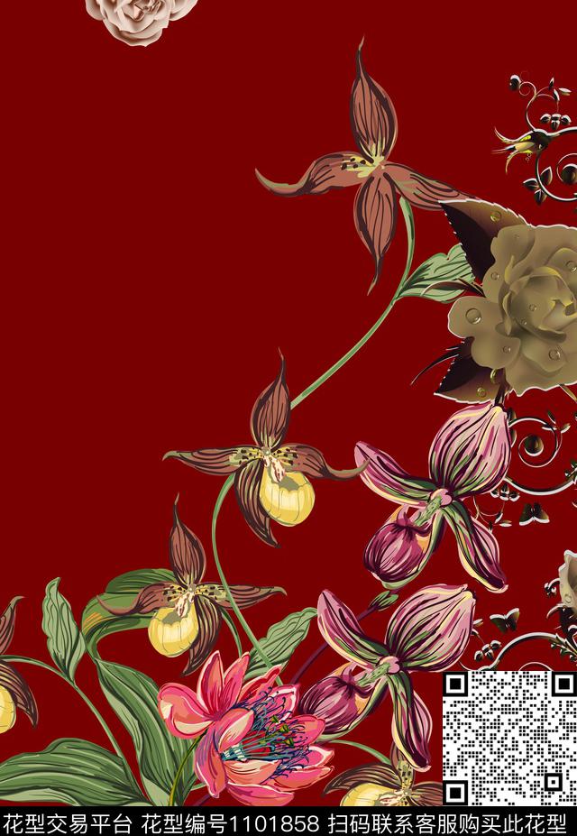 定位花数码华亿平台玫瑰花数码印花华亿平台下载（图片编号: 1101858） - 瓦栏（Walan）