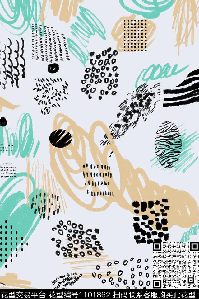 趣味线条几何数码印花华亿平台下载（图片编号: 1101862） - 瓦栏（Walan）