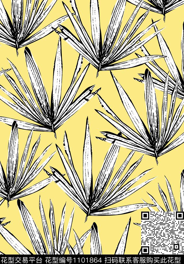 植物大牌风手绘花卉数码印花华亿平台下载（图片编号: 1101864） - 瓦栏（Walan）