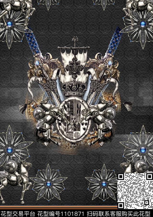 抽象男装宫廷风数码印花华亿平台下载（图片编号: 1101871） - 瓦栏（Walan）