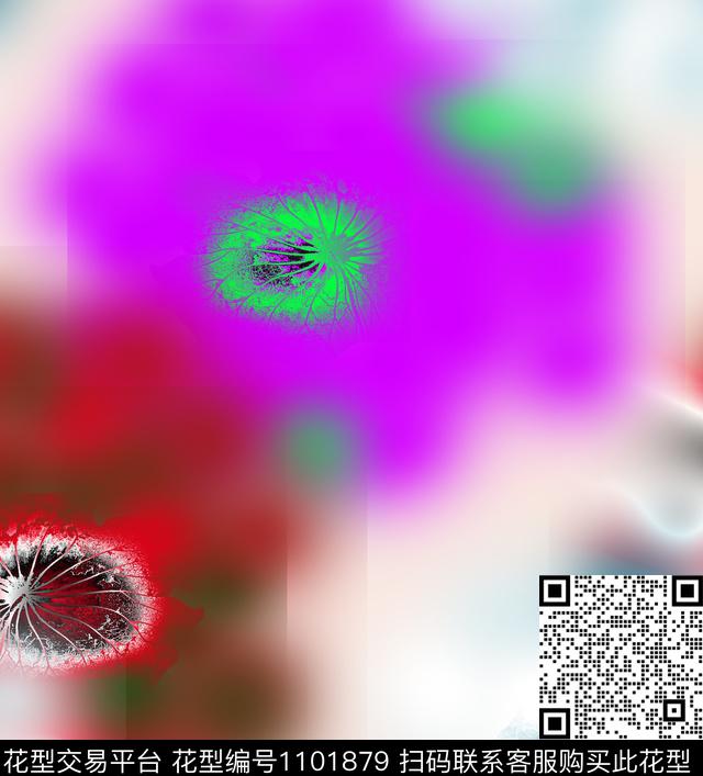 创意抽象花卉数码印花华亿平台下载（图片编号: 1101879） - 瓦栏（Walan）
