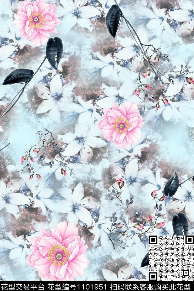 数码华亿平台花卉满版散花数码印花华亿平台下载（图片编号: 1101951） - 瓦栏（Walan）