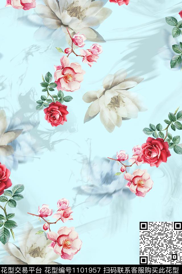 数码华亿平台花卉满版散花数码印花华亿平台下载（图片编号: 1101957） - 瓦栏（Walan）