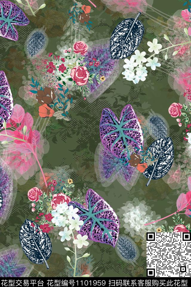 数码华亿平台花卉满版散花数码印花华亿平台下载（图片编号: 1101959） - 瓦栏（Walan）