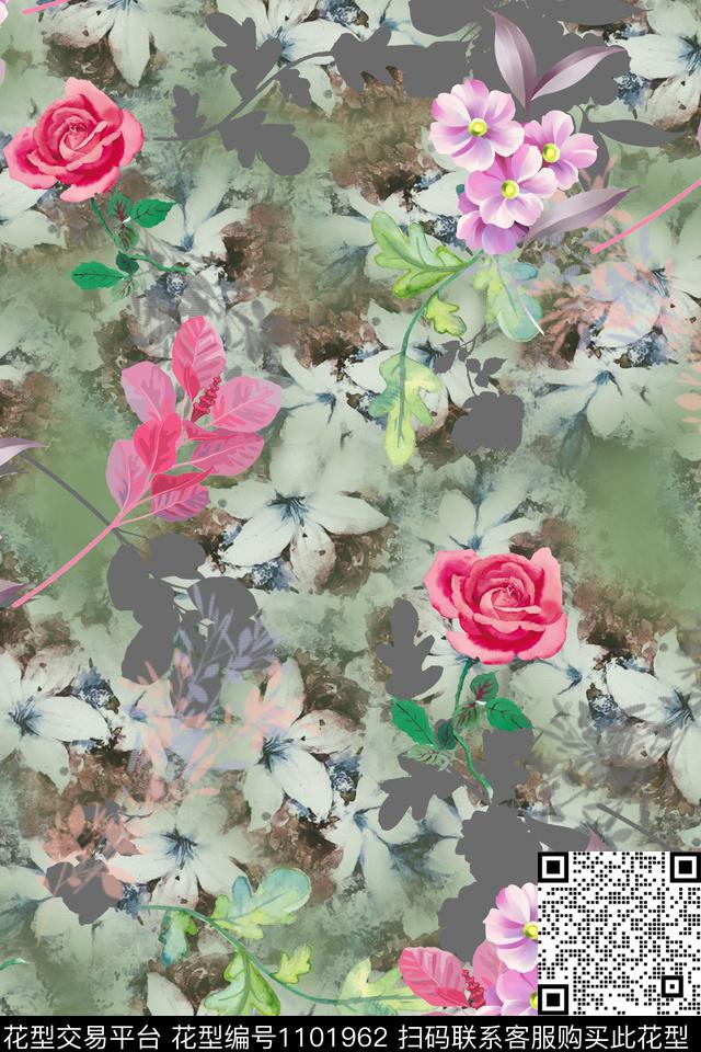 数码华亿平台花卉满版散花数码印花华亿平台下载（图片编号: 1101962） - 瓦栏（Walan）