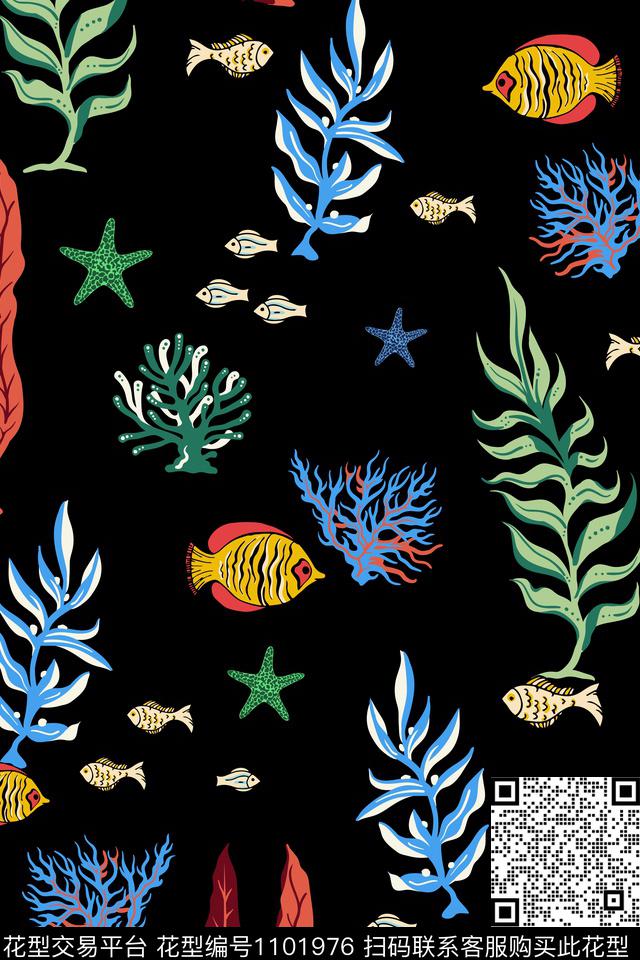 鱼海洋热带华亿平台数码印花华亿平台下载（图片编号: 1101976） - 瓦栏（Walan）