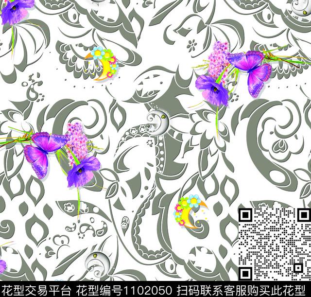 小碎花数码华亿平台民族风数码印花华亿平台下载（图片编号: 1102050） - 瓦栏（Walan）