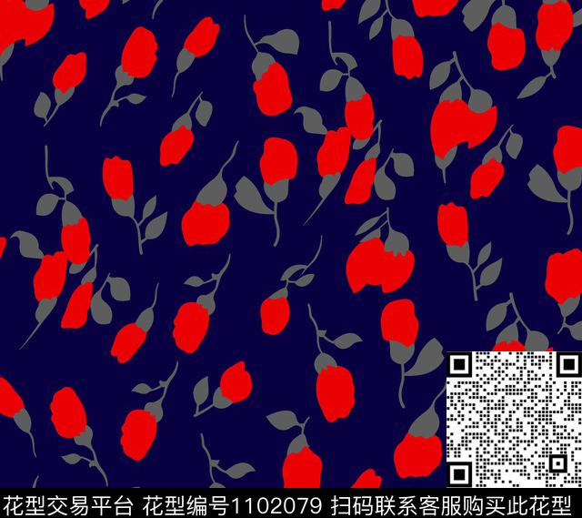 小碎花黑底花卉花卉传统印花华亿平台下载（图片编号: 1102079） - 瓦栏（Walan）