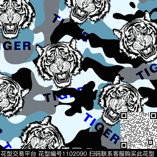 抽象男装老虎传统印花华亿平台下载（图片编号: 1102090） - 瓦栏（Walan）