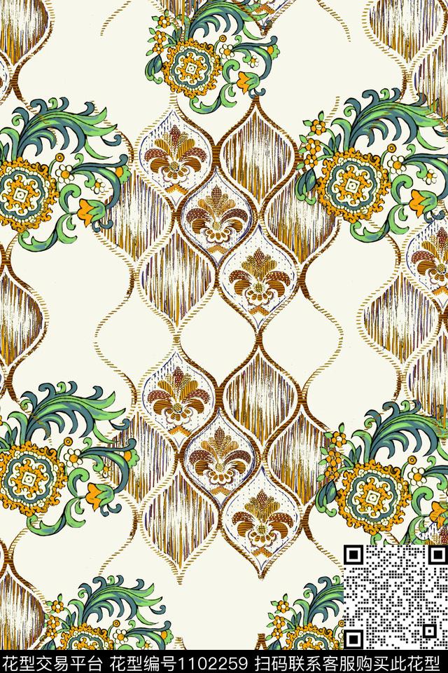 数码华亿平台民族风欧洲数码印花华亿平台下载（图片编号: 1102259） - 瓦栏（Walan）