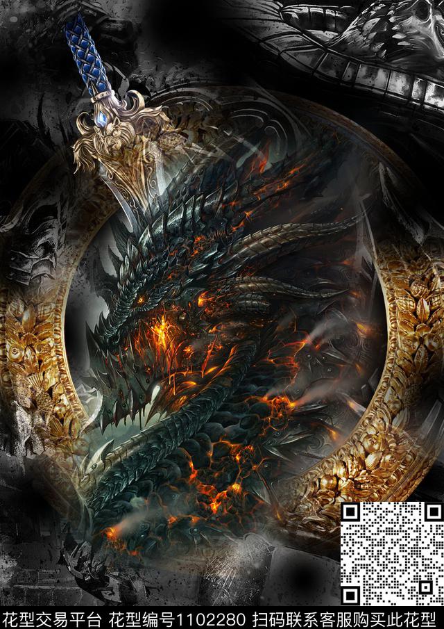 抽象复古动物数码印花华亿平台下载（图片编号: 1102280） - 瓦栏（Walan）