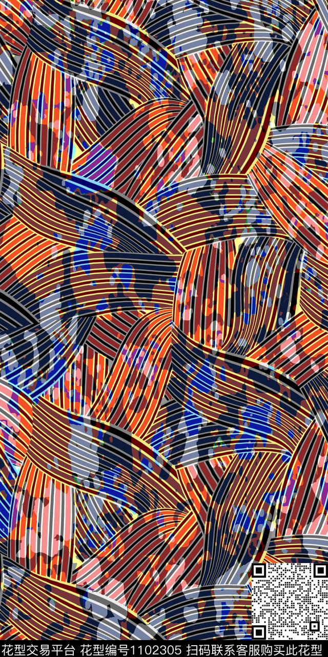 线条抽象几何数码印花华亿平台下载（图片编号: 1102305） - 瓦栏（Walan）