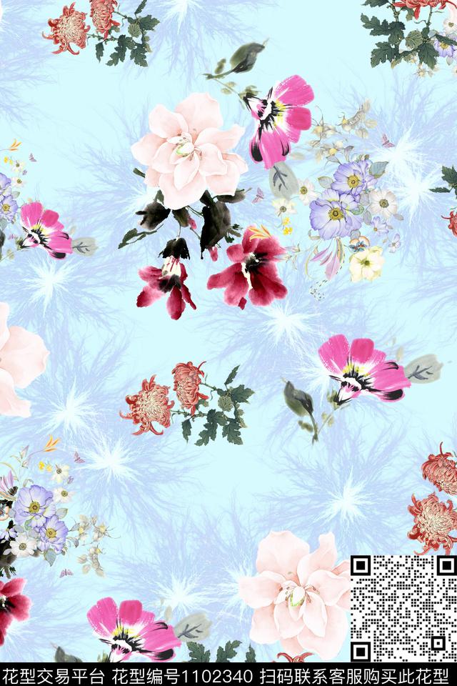 小碎花数码华亿平台满版散花数码印花华亿平台下载（图片编号: 1102340） - 瓦栏（Walan）