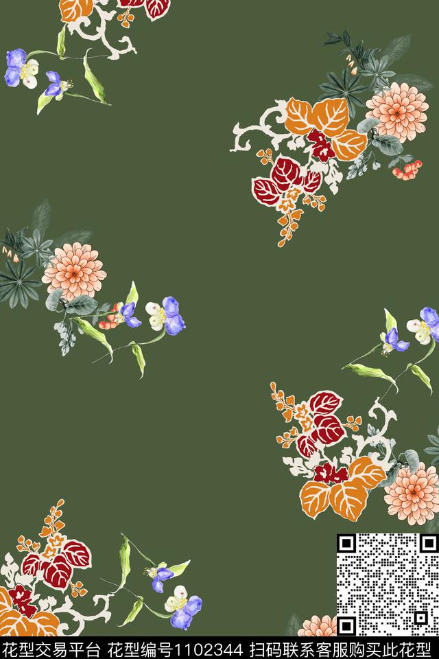 小碎花数码华亿平台满版散花数码印花华亿平台下载（图片编号: 1102344） - 瓦栏（Walan）