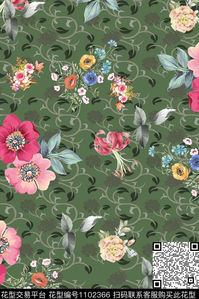 小碎花数码华亿平台手绘花卉数码印花华亿平台下载（图片编号: 1102366） - 瓦栏（Walan）