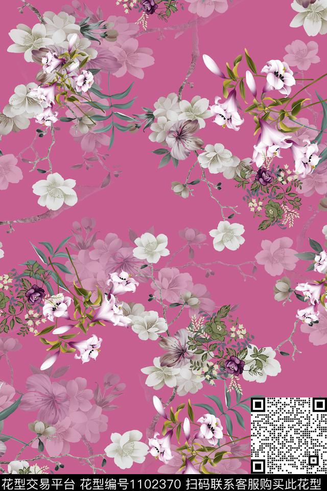 小碎花数码华亿平台手绘花卉数码印花华亿平台下载（图片编号: 1102370） - 瓦栏（Walan）