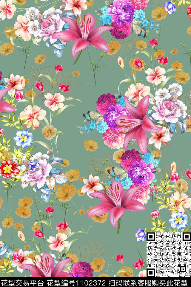 小碎花数码华亿平台手绘花卉数码印花华亿平台下载（图片编号: 1102372） - 瓦栏（Walan）