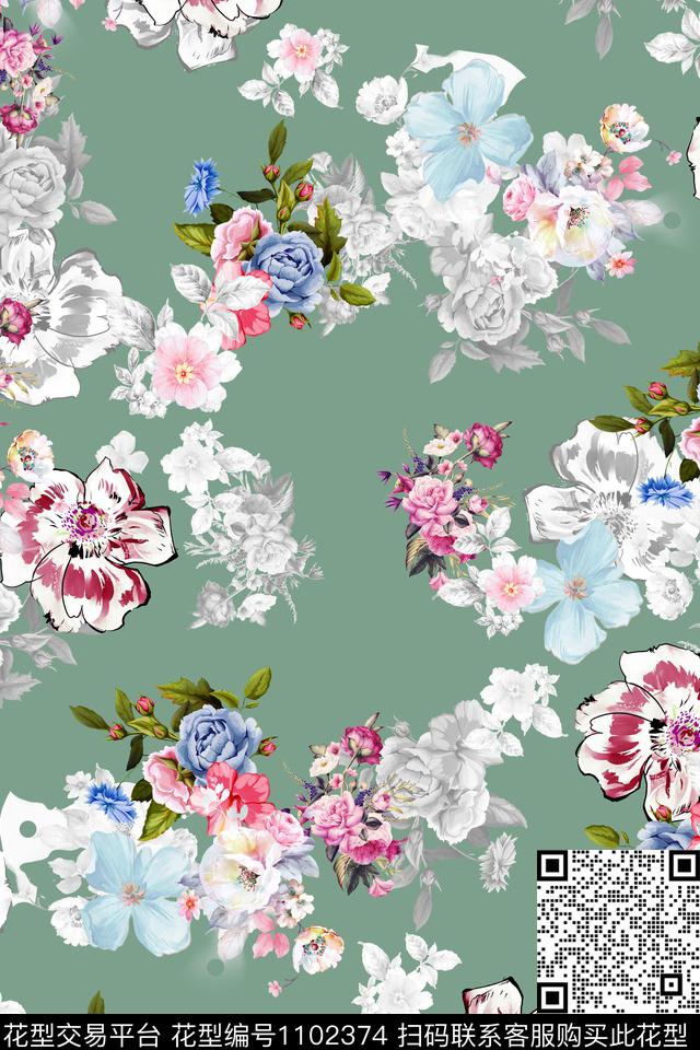 小碎花数码华亿平台手绘花卉数码印花华亿平台下载（图片编号: 1102374） - 瓦栏（Walan）