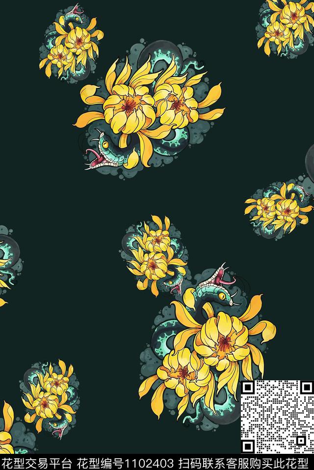 数码华亿平台花卉绿植树叶数码印花华亿平台下载（图片编号: 1102403） - 瓦栏（Walan）