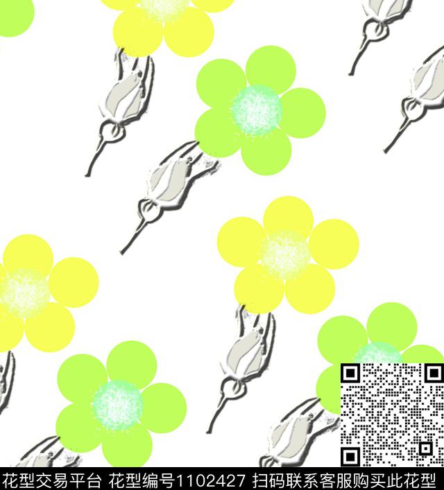 创意抽象花卉数码印花华亿平台下载（图片编号: 1102427） - 瓦栏（Walan）