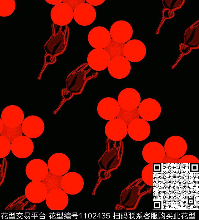 创意抽象花卉数码印花华亿平台下载（图片编号: 1102435） - 瓦栏（Walan）