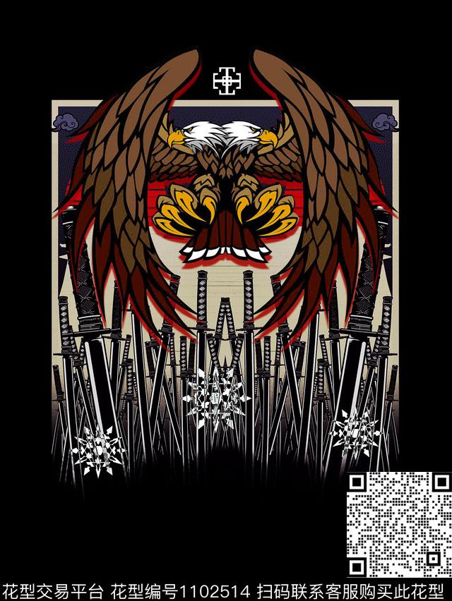 潮牌男T刀剑数码印花华亿平台下载（图片编号: 1102514） - 瓦栏（Walan）