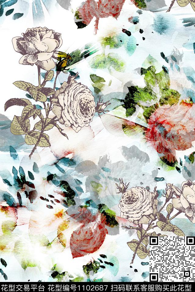 数码华亿平台休闲花卉数码印花华亿平台下载（图片编号: 1102687） - 瓦栏（Walan）