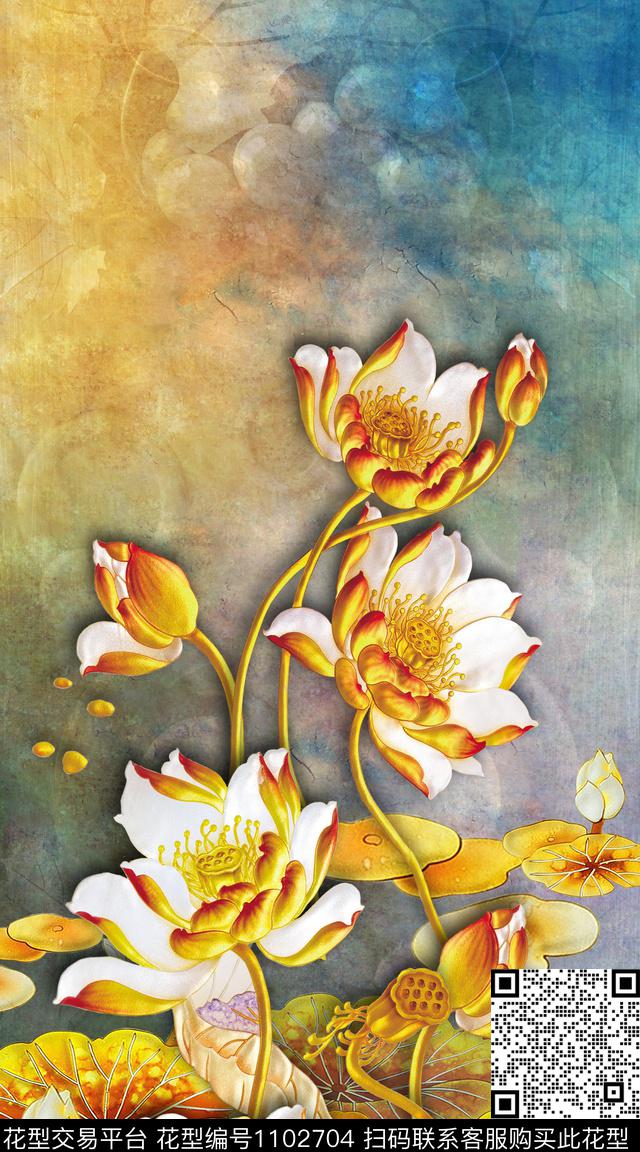 定位花民族花卉中国风定位花数码印花华亿平台下载（图片编号: 1102704） - 瓦栏（Walan）