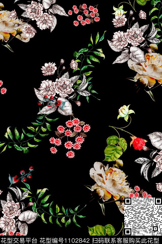 数码华亿平台小碎花休闲数码印花华亿平台下载（图片编号: 1102842） - 瓦栏（Walan）