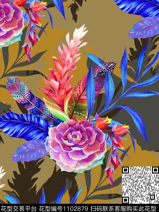 数码华亿平台花卉女装数码印花华亿平台下载（图片编号: 1102879） - 瓦栏（Walan）