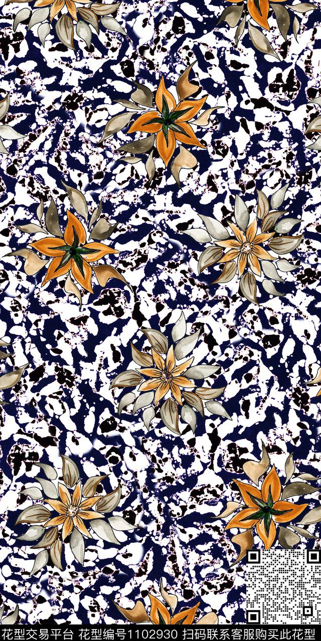数码华亿平台花卉大牌风数码印花华亿平台下载（图片编号: 1102930） - 瓦栏（Walan）