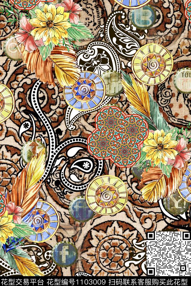 佩斯利民族风花纹民族风数码印花华亿平台下载（图片编号: 1103009） - 瓦栏（Walan）