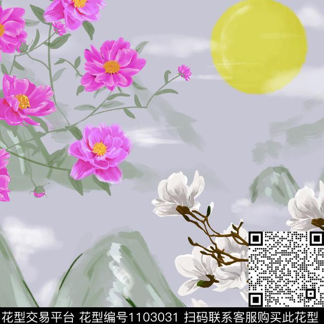 数码华亿平台花卉牡丹数码印花华亿平台下载（图片编号: 1103031） - 瓦栏（Walan）