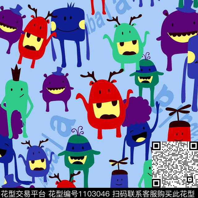 日韩怪兽童装系类传统印花华亿平台下载（图片编号: 1103046） - 瓦栏（Walan）