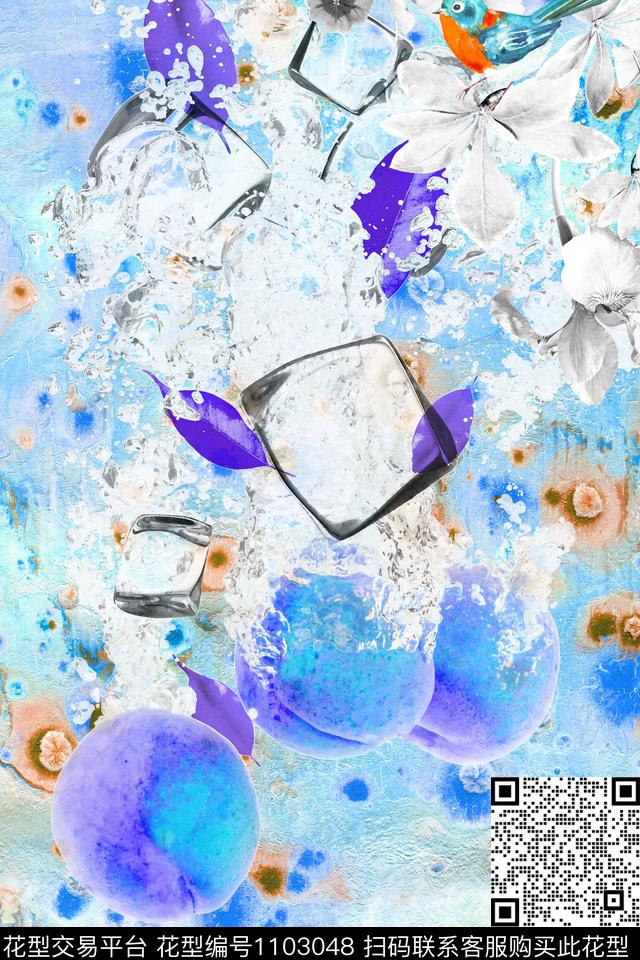 肌理定位花春夏华亿平台数码印花华亿平台下载（图片编号: 1103048） - 瓦栏（Walan）