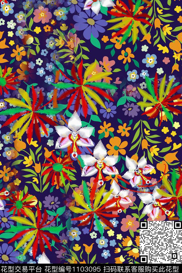 数码华亿平台小碎花绣花华亿平台数码印花华亿平台下载（图片编号: 1103095） - 瓦栏（Walan）