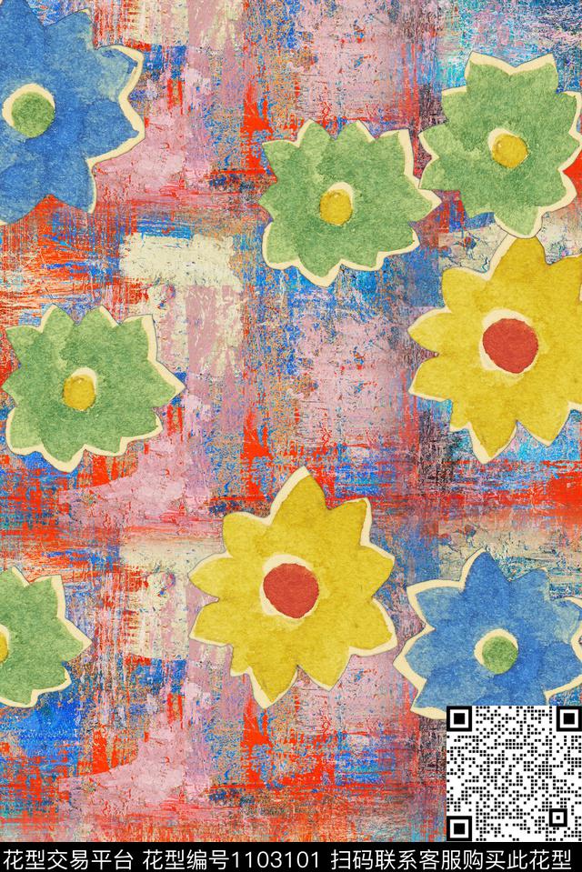 肌理复古棉麻数码印花华亿平台下载（图片编号: 1103101） - 瓦栏（Walan）