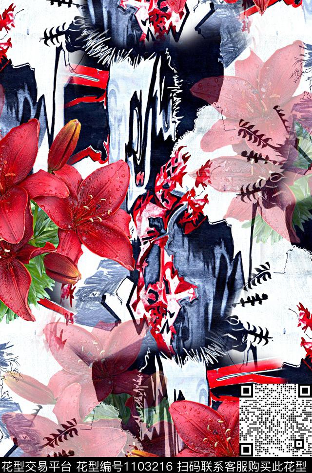 水彩花卉花卉抽象底纹数码印花华亿平台下载（图片编号: 1103216） - 瓦栏（Walan）
