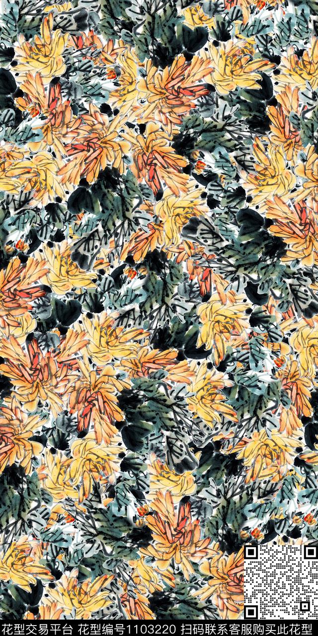 数码华亿平台花卉大牌风数码印花华亿平台下载（图片编号: 1103220） - 瓦栏（Walan）