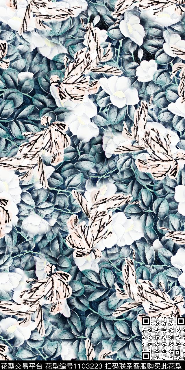 数码华亿平台花卉大牌风数码印花华亿平台下载（图片编号: 1103223） - 瓦栏（Walan）