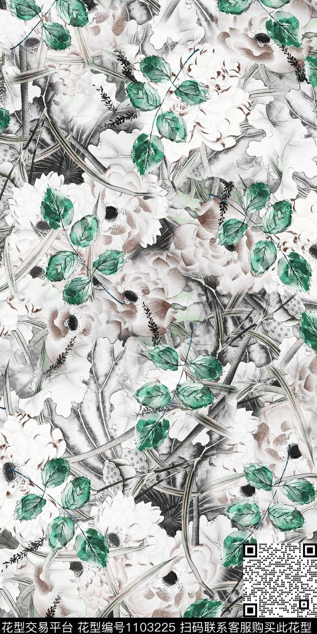 数码华亿平台花卉大牌风数码印花华亿平台下载（图片编号: 1103225） - 瓦栏（Walan）