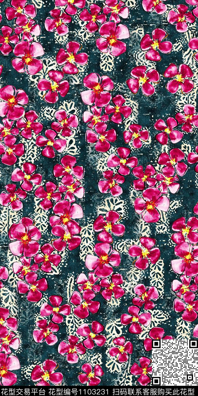 数码华亿平台民族风花卉数码印花华亿平台下载（图片编号: 1103231） - 瓦栏（Walan）