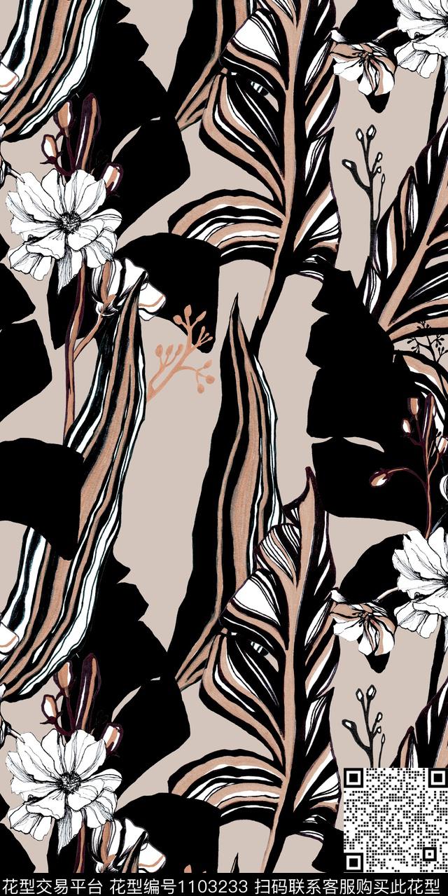 花卉大牌风传统华亿平台数码印花华亿平台下载（图片编号: 1103233） - 瓦栏（Walan）