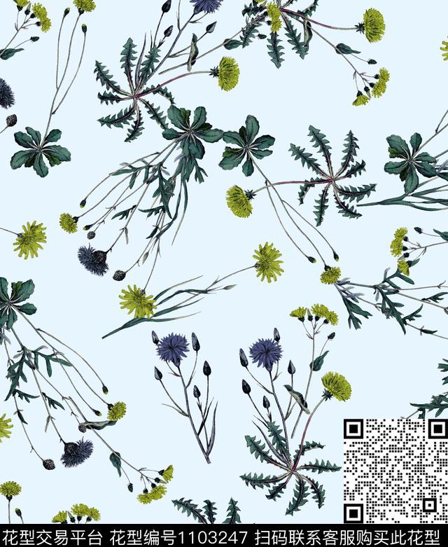 田园小碎花清爽底花卉数码印花华亿平台下载（图片编号: 1103247） - 瓦栏（Walan）