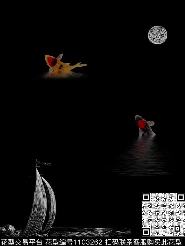 创意帆船动物数码印花华亿平台下载（图片编号: 1103262） - 瓦栏（Walan）