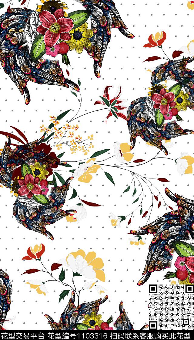 连衣裙花卉女装数码印花华亿平台下载（图片编号: 1103316） - 瓦栏（Walan）
