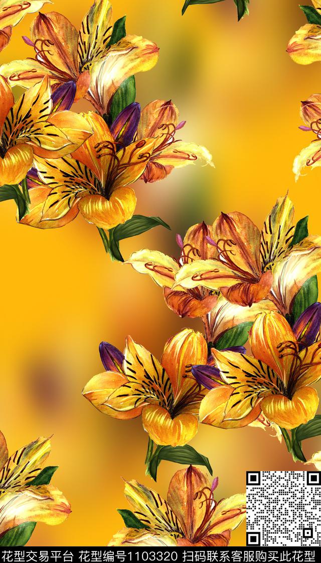 连衣裙花卉女装数码印花华亿平台下载（图片编号: 1103320） - 瓦栏（Walan）