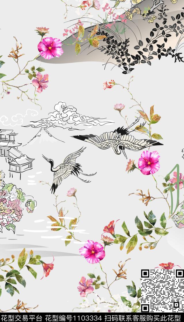 连衣裙花卉女装数码印花华亿平台下载（图片编号: 1103334） - 瓦栏（Walan）