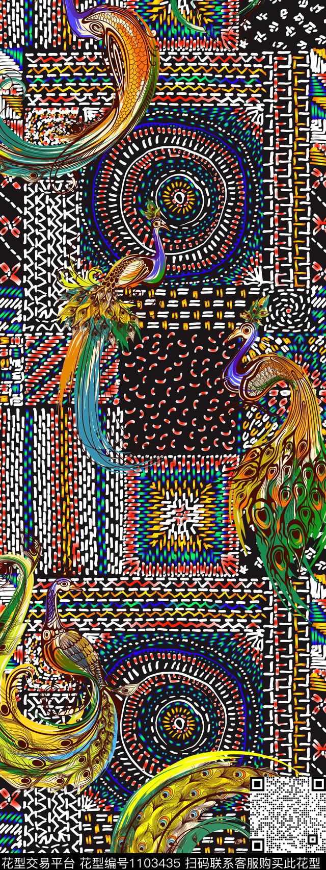 定位花秋冬华亿平台孔雀数码印花华亿平台下载（图片编号: 1103435） - 瓦栏（Walan）